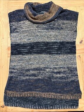 Papa Vancouver Large Cowl Neck Sleeveless Sweater Brown Black Stripe Sz L